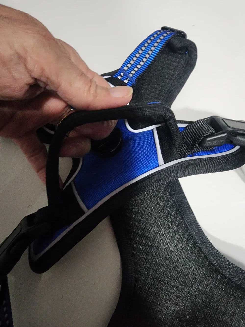 Sturdy Blue Reflective Dog Harness with 2 Metal D-Ring For Size S Up To 20 lbs